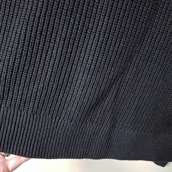 Max Studio Womens Pull Over Ribbed Knit Sweater Zip Cowl Neck Ribbed Cuff Black - Picture 11 of 11